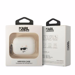 KLAP2RUNCHH AirPods Pro 2 dėklas baltas silikoninis Choupette Head 3D