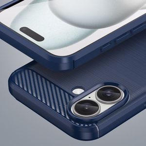 Carbon dėklas telefonui iPhone 16 Plus - mėlynas