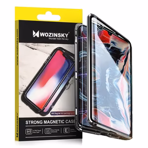 Wozinsky pilnas magnetinis dėklas su įmontuotu stiklu Vivo X60 juodas-permatomas