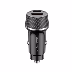 Blavec Car charger BS-03B-C Carbon - USB + Typ C -  QC 3.0 18W PD 30W z kablem Typ C na Typ C (CCBS03BC-UCB) czarna