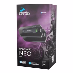 Cardo Packtalk Neo Duo motociklo interkomas 2 kanalai 1600 m juodas