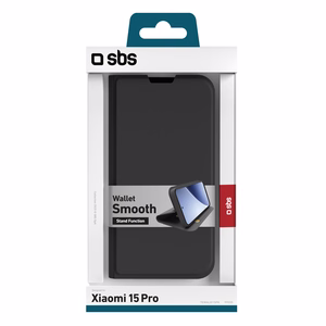 SBS Wallet Smooth dėklas su atlenkiamu dangteliu, skirtas Xiaomi 15 Pro - juodas
