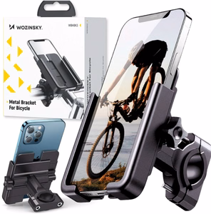 Wozinsky metal bicycle phone laikiklis, scooters juodas (WBHBK3)