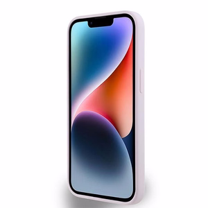 DKNY skystojo silikono mažo metalinio logotipo magnetinis dėklas telefonui iPhone 14 / 15 / 13 - rožinis