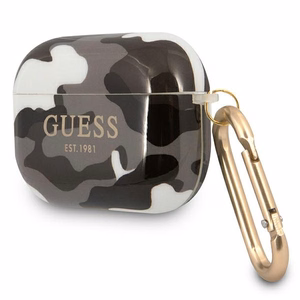 Guess GUAPUCAMG AirPods Pro dėklas juodas/juodas Camo kolekcija