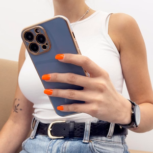 Lighting Color dėklas telefonui Samsung Galaxy A12 5G auksinis rėmelis gelinė apsauga balta