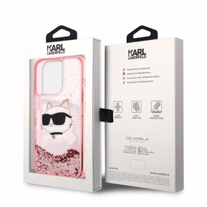 Karl Lagerfeld KLHCP14XLNCHCP iPhone 14 Pro Max 6.7" pink/pink kietas dėklas Glitter Choupette Head