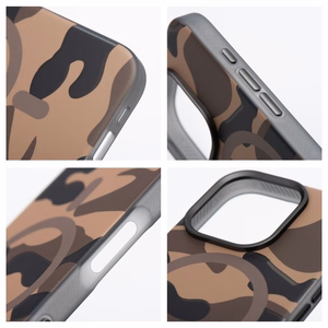 Dėklas telefonui FORCELL F-PROTECT su dviejų sluoksnių 4D technologija, militarinio kritimo testo suderinamas IPHONE 16 PRO desertinis kamufliažas
