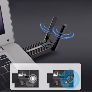 Wozinsky WAX-1800 dviejų dažnių juostų belaidis USB 3.0 WiFi 6 adapteris - juodas