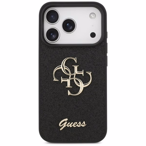 Guess PU Fixed Glitter 4G Metal Logo case for Apple iPhone 18 Pro, Black