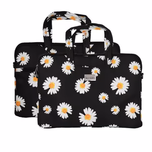 Wonder Briefcase Laptop 17 inches Black Daisies
