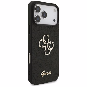Guess PU Fixed Glitter 4G Metal Logo case for Apple iPhone 18 Pro Max, Black
