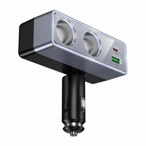 Įkroviklis automobilinis Hoco (Z65B) (1xUSB; 1xUSB-C; 2 x Lighter splitter ) juodas