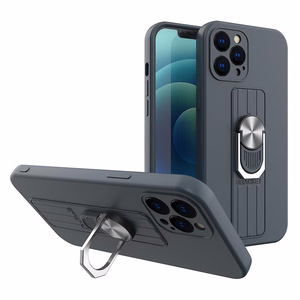 Žiedinis dėklas silikoninis dėklas su piršto laikikliu ir stovu Xiaomi Redmi Note 11 Pro mėlynas