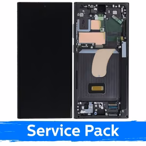 LCD Ekranas suderinamas su Samsung S918 S23 Ultra su rėmu / Phantom Black (Raudonas) (Grafitas) / (Service Pack)