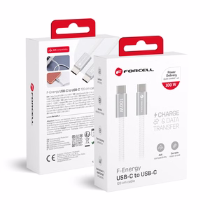 Кабель USB-C — USB-C Forcell F-Energy QC4.0 PD 5A 100W Cafule Color 1,2 м ACYH23 белый