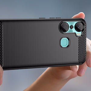 Carbon Case чехол для Infinix Hot 12 Pro гибкая силиконовая карбоновая крышка чёрный