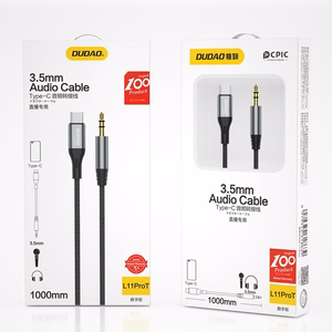 Dudao L11ProT USB-C to 3.5 mm audio cable, 1.0 m, Black