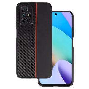 Tel Protect CARBON чехол для Xiaomi Redmi 10 чёрный с красной полосой