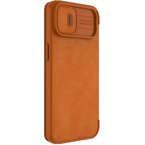 Nillkin Qin Leather Pro Case iPhone 14 Plus с защитой камеры флип-чехол коричневый