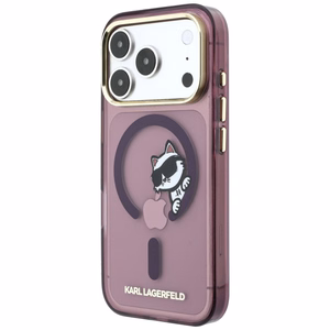 Karl Lagerfeld Peekaboo Logo dėklas, skirtas iPhone 18 Pro Max / 17 Pro Max, suderinamas su MagSafe – bordo spalvos