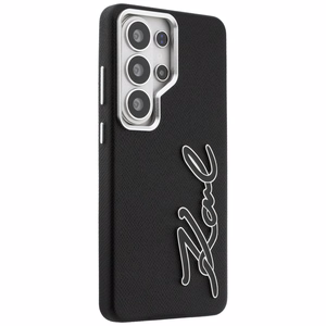 Karl Lagerfeld Grained Signature Metal Resin Logo Чехол для Samsung Galaxy S26 Ultra - чёрный