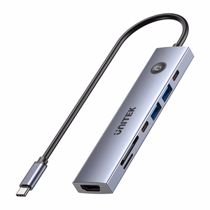 UNITEK USB-C 7-in-1 šakotuvas PD 100W HDMI 2.0 su įjungimo/išjungimo jungikliu