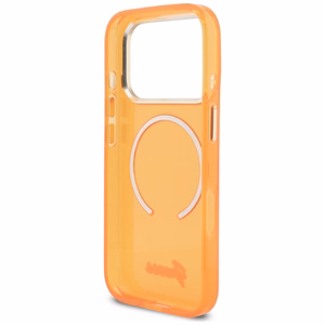 Guess IML Script Metal MagSafe Dėklas for iPhone 17 Pro Max - oranžinis