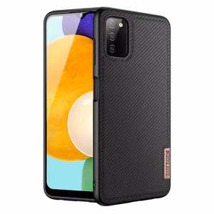 Dux Ducis Fino dėklas telefonui padengtas nailono medžiaga Samsung Galaxy A03s juodas