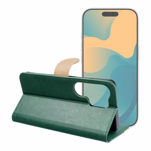 Atverčiamas dėklas Motorola G67 / G77 Split Book, žalias ir auksinis