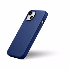iCarer Dėklas Odinis viršelis iPhone 14 Plus natūralios odos dėklas mėlynas (suderinamas su MagSafe)