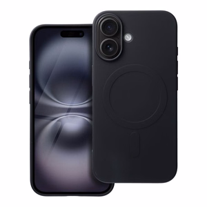 Чехол для iPhone 16 силиконовый Mag Cover совместимый с MagSafe (большое отверстие) чёрный