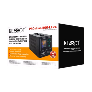 KEMOT PROsinus-500-LFP4 backup power supply, pure sine wave inverter with charging, 12 V / 230 V, 500 VA / 300 W
