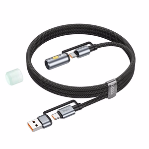 Laidas All-in-one USB A / USB C į USB C / LED Light Hoco 3A 60W 1,2 m U138 juodas