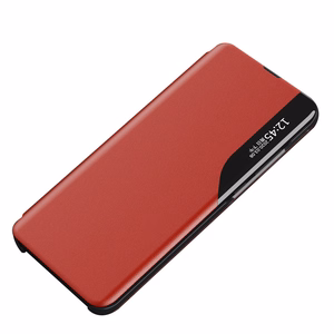 Dėklas telefonui Xiaomi Redmi Note 11 Pro+ 5G (China) / 11 Pro 5G (China) / Mi11i HyperCharge / Poco X4 NFC 5G iš ekologiškos odos, elegantiškas su užverčiamu dangteliu ir stovu - raudonas