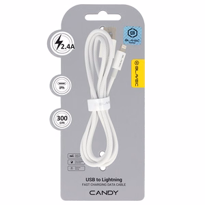 Blavec Кабель Candy плетёный - USB to Lightning - 2,4A 3 метра Apple CarPlay (CCA-UL24W30) белый