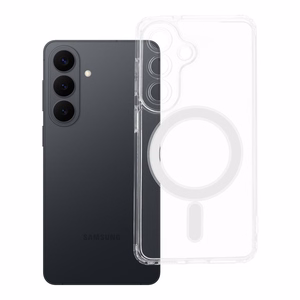 CLEAR MAG COVER dėklas telefonui su kameros apsauga, suderinamas su Magnetiniu SAMSUNG S26 Edge permatomas
