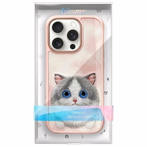 Nimmy Didelės akys augintinis 2.0 Katės dėklas telefonui iPhone 16 Pro Max - rožinė