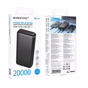 Borofone išorinė baterija 20000mAh BJ80A Clever – 2xUSB + Type C – QC 3.0 22,5W + PD 20W, juoda