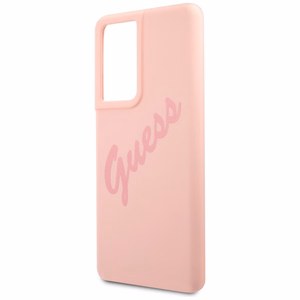 Dėklas telefonui Guess GUHCS21LLSVSPI S21 Ultra G998 rožinis/rožinis kietasis dėklas Script Vintage