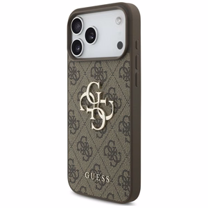 Чехол Guess PU 4G Metal Logo для Apple iPhone 18 Pro, коричневый