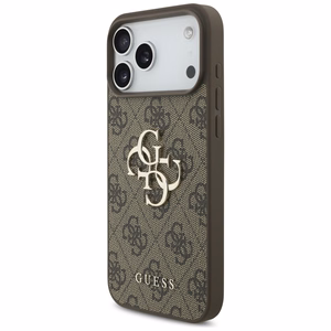 Dėklas Guess PU 4G Metal Logo Apple iPhone 17 Pro Max rudas