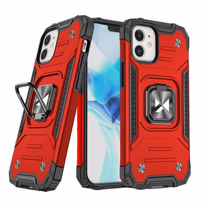 Wozinsky Ring Armor iPhone 14 Plus dėklas telefonui su magnetiniu laikikliu ir žiedu, raudonos spalvos