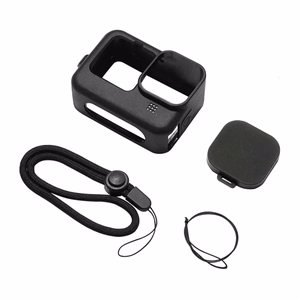 Puluz silikoninis dėklas GoPro HERO12, HERO11, HERO10 ir HERO9 Black su objektyvo dangteliu ir dirželiu (juodas)