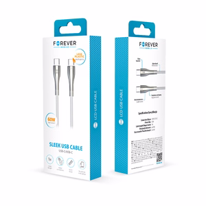 Forever Sleek кабель USB-C - USB-C 1,0 m 60W белый