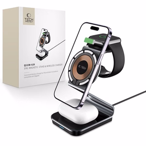 Tech-Protect QI15W-A29 3 в 1 индуктивное зарядное устройство с MagSafe для смартфона Apple Watch AirPods - чёрный