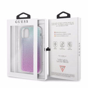 Guess GUHCN58PCUGLPBL iPhone 11 Pro - rožinis / mėlynas gradient Glitter