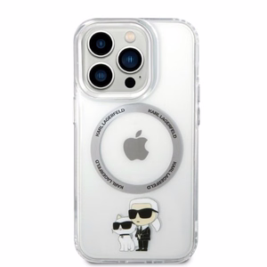 Karl Lagerfeld Iconic Karl&Choupette Magnetinis dėklas telefonui iPhone 14 Pro - skaidrus
