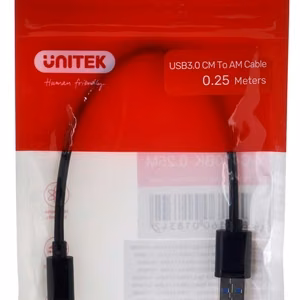 UNITEK USB-C - USB-A 3.1 laidas, M/M, 0,25M, Y-C490BK