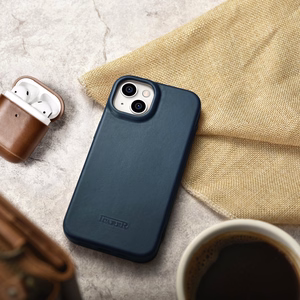 iCarer CE Premium odinis folio dėklas iPhone 14 Plus su MagSafe magnetiniu flipu - mėlynas